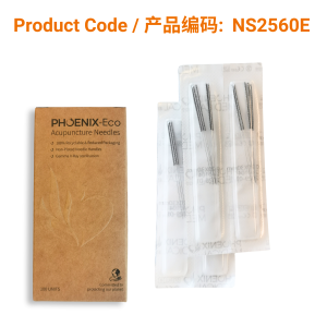 Eco package steel wire handle needle, 5 needles in one blister 0.25 x 60 mm, 100pcs/box</br>环保包装不锈钢柄针 (0.25 × 60 mm, 每泡罩5针, 100支/盒)